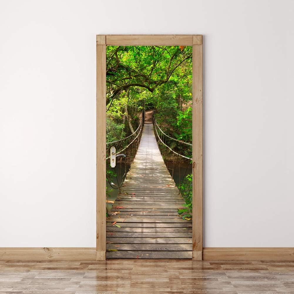 Naklejka na drzwi z efektem 3D, naklejki ścienne z PVC do wnętrz, do dekoracji ścian w salonie, kuchni, sypialni, łazience, na tapetę (77 x 200 cm)