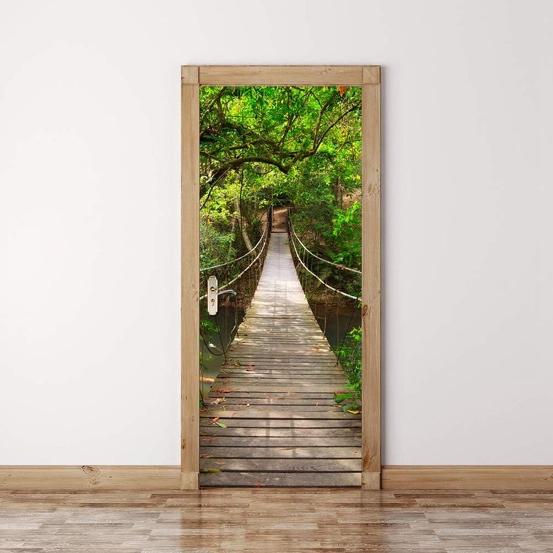 Naklejka na drzwi z efektem 3D, naklejki ścienne z PVC do wnętrz, do dekoracji ścian w salonie, kuchni, sypialni, łazience, na tapetę (77 x 200 cm)