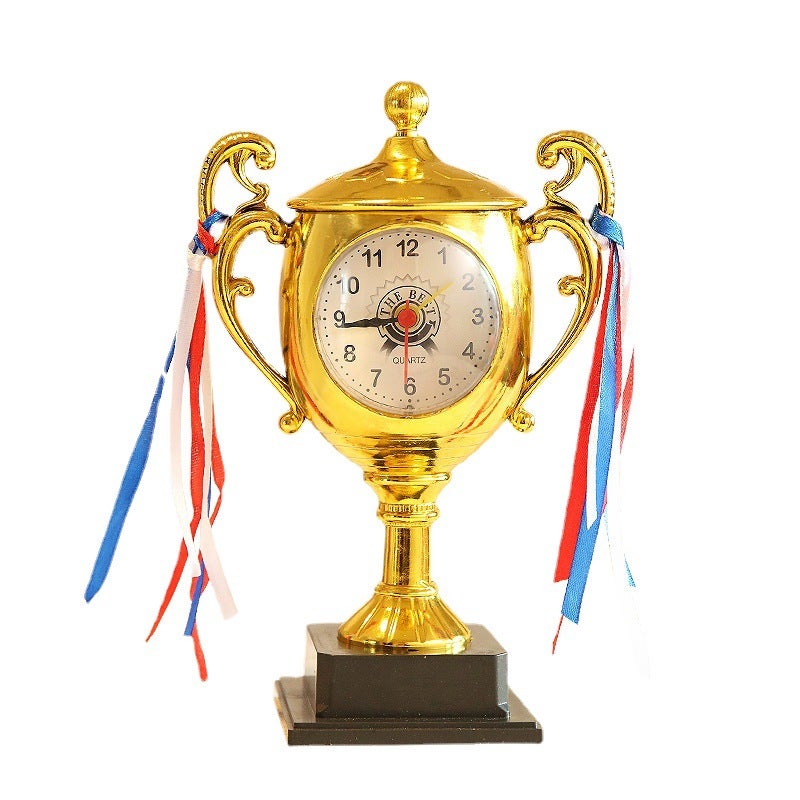 Budzik, budzik nocny dla uczniów, budzik dla dzieci, budzik trofeowy (złoty)