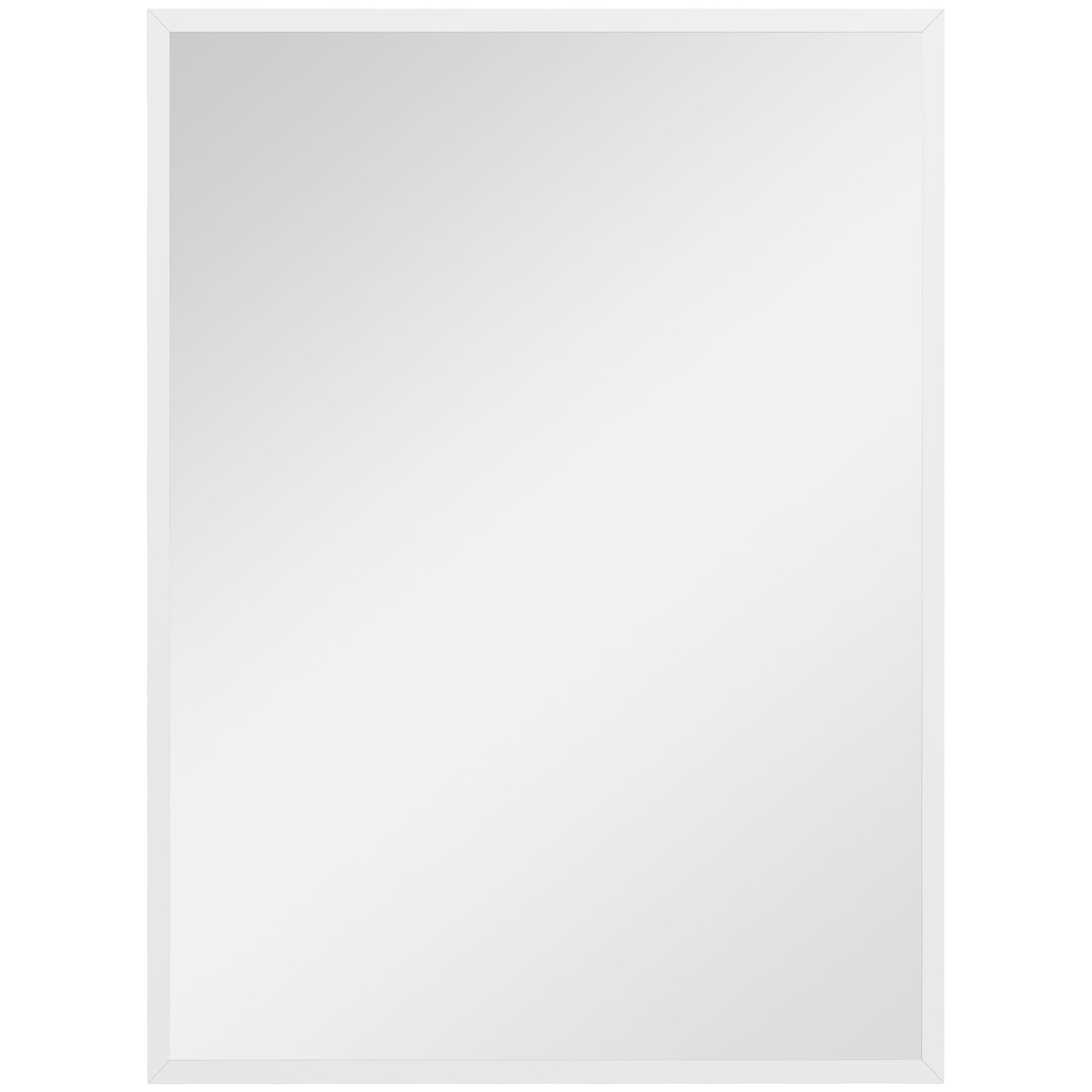 Prostokątny lustro ścienne, 60 x 80 cm, MDF rama, idealny do łazienka, salon lub sypialnia, biały