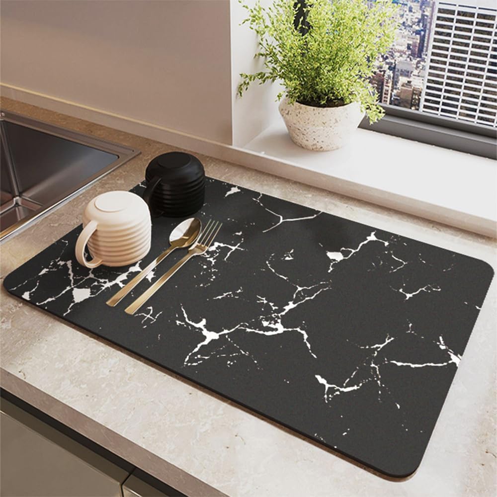 Mata do odsączania naczyń 40*30 cm, marmurowa mata do zlewu kuchennego, chłonna mata do ekspresu do kawy, superchłonna, do odsączania naczyń