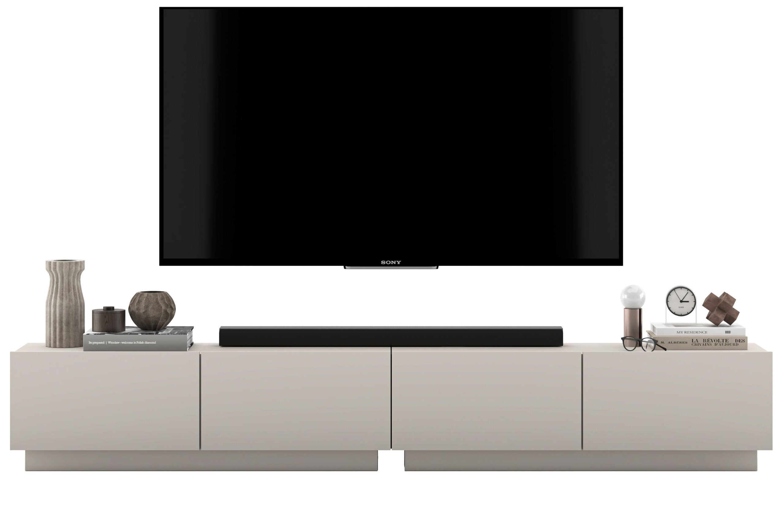 Szafka RTV Loft Industrialna 240 cm kaszmir mat, komoda pod telewizor do salonu w stylu loft