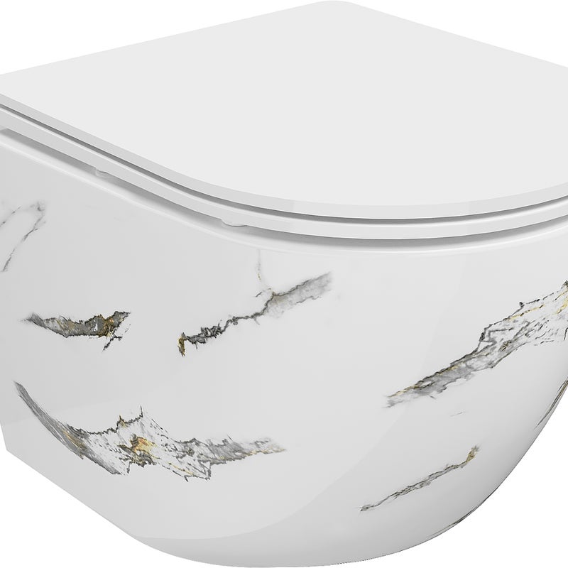 Mexen Lena miska wc Rimless z deską wolnoopadającą slim, duroplast, biała kamień - 30224091
