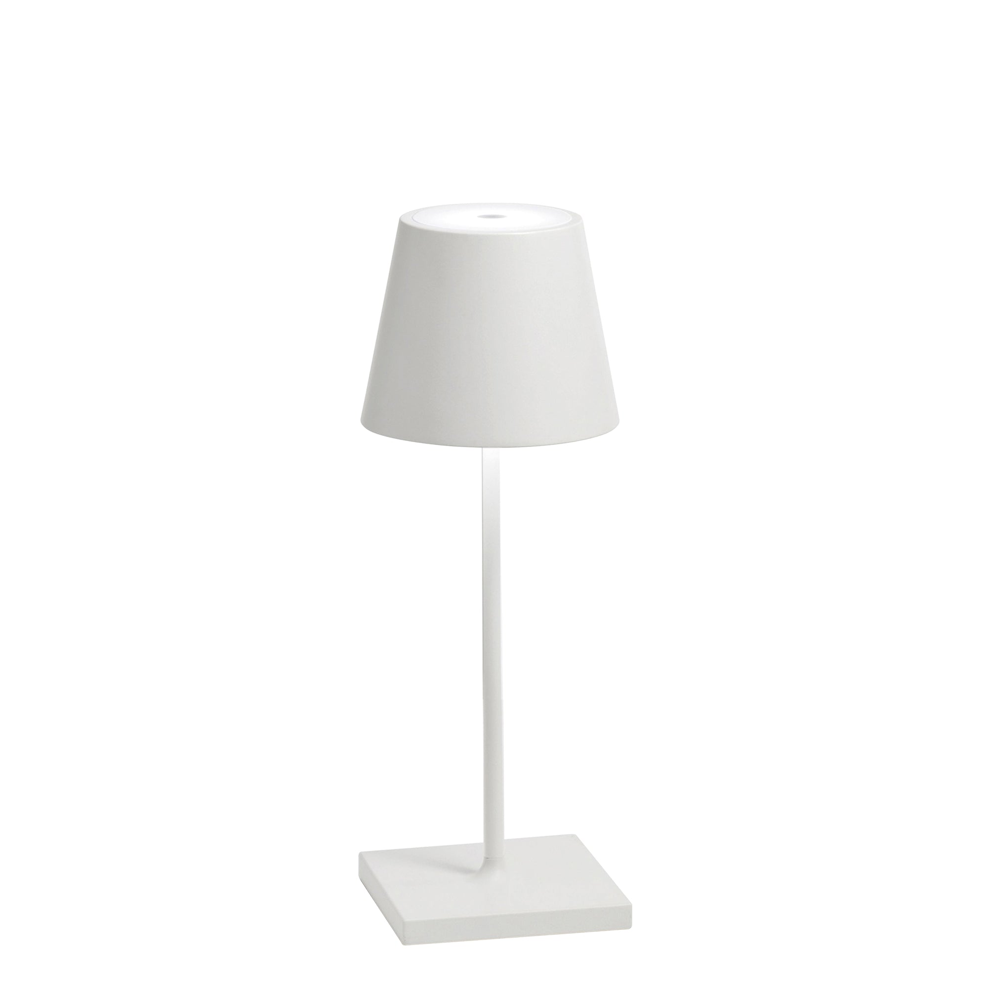 Lampa stołowa LED Zafferano Poldina Pro Mini White z możliwością ładowania i ściemniania, z czasem pracy baterii do 12 godzin