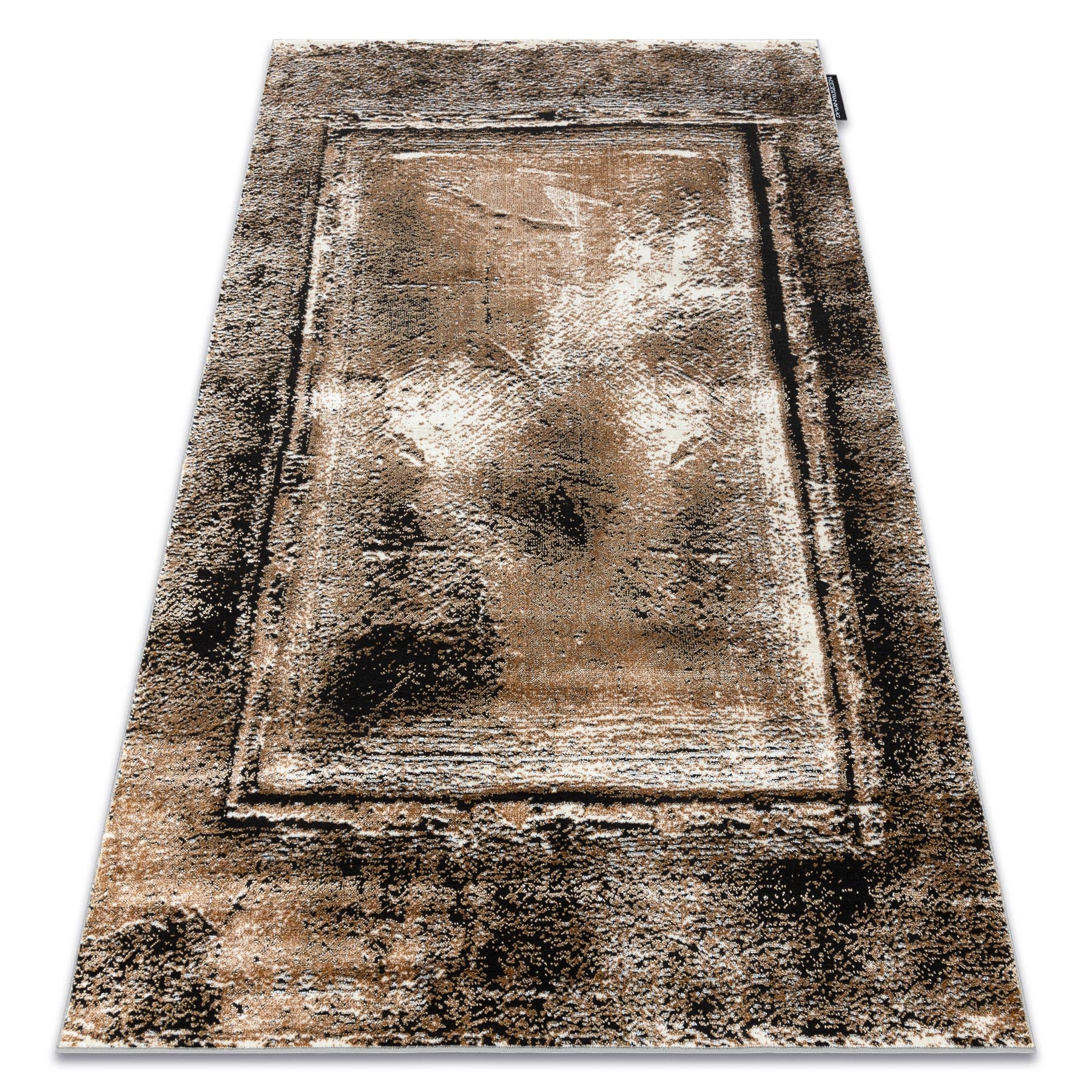 Dywan DE LUXE nowoczesny 634 Ramka vintage przecierany - Strukturalny szary / złoty 140x190 cm