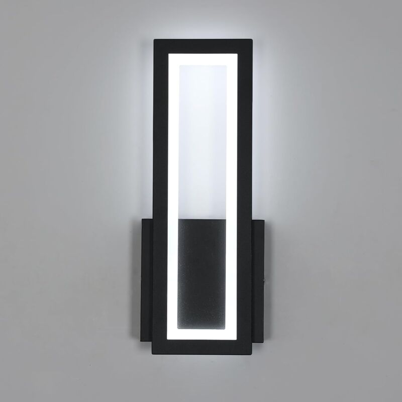 Nowoczesna lampa ścienna LED 27W – chłodne białe światło – Materiały: aluminium i czarny akryl – 32 cm, odpowiednia do sypialni i salonów