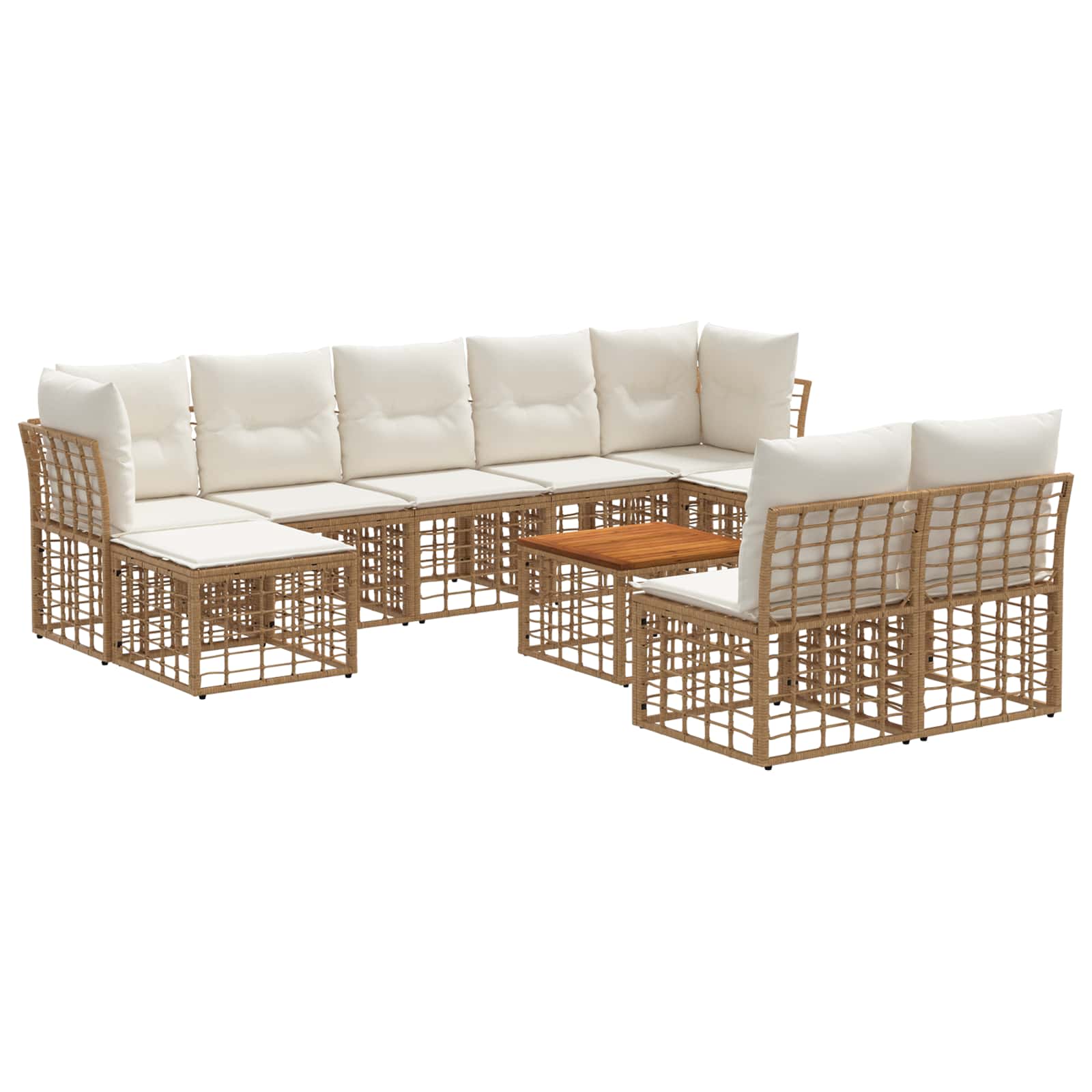 Zestaw sof na zewnątrz 10 pcs Naturalny i Kremowy Biały vidaXL