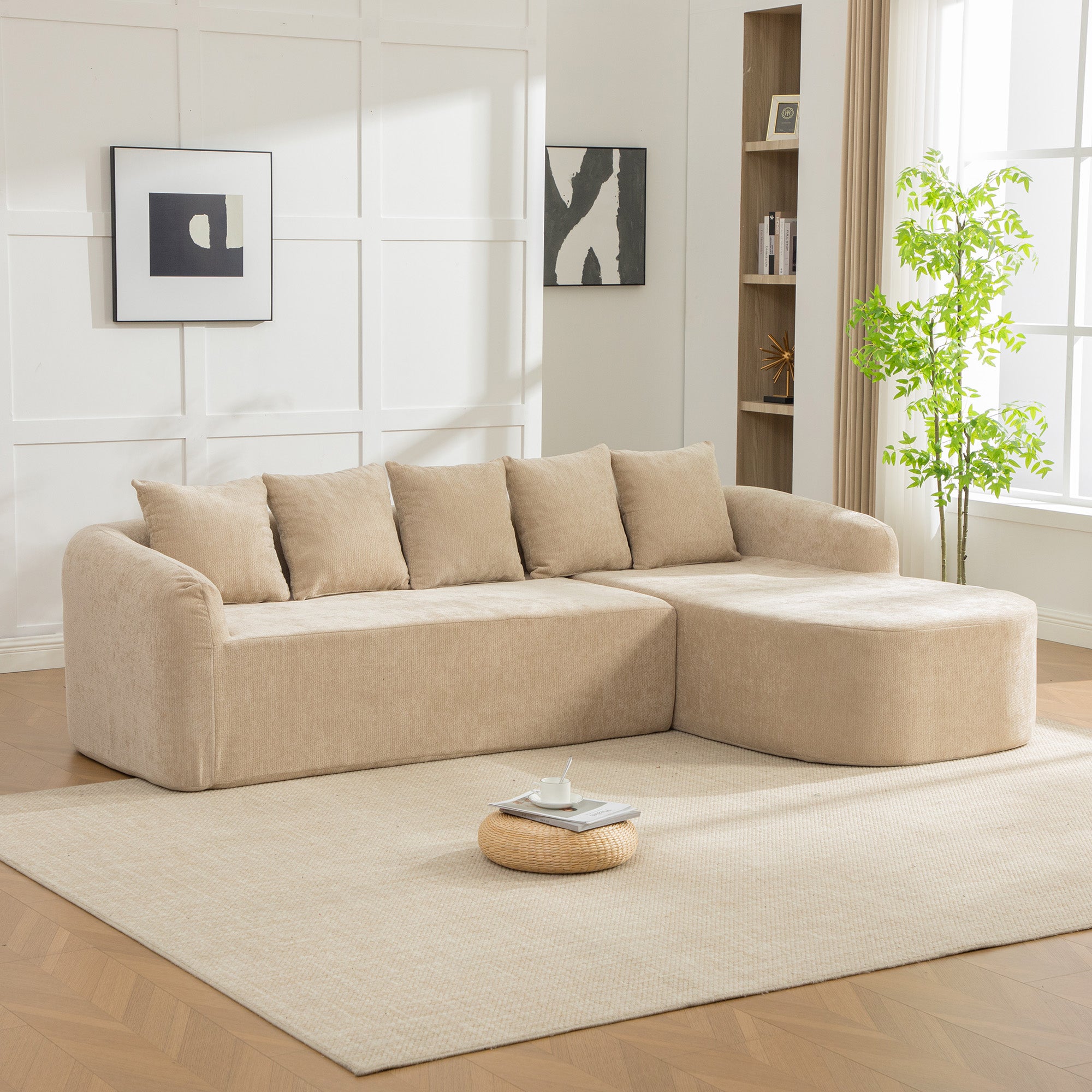 Modułowa sofa kompresyjna wykonana z tkaniny szenilowej wypełniona pianką wysokoelastyczną 30D. Łatwe do przenoszenia i z antypoślizgową podstawą