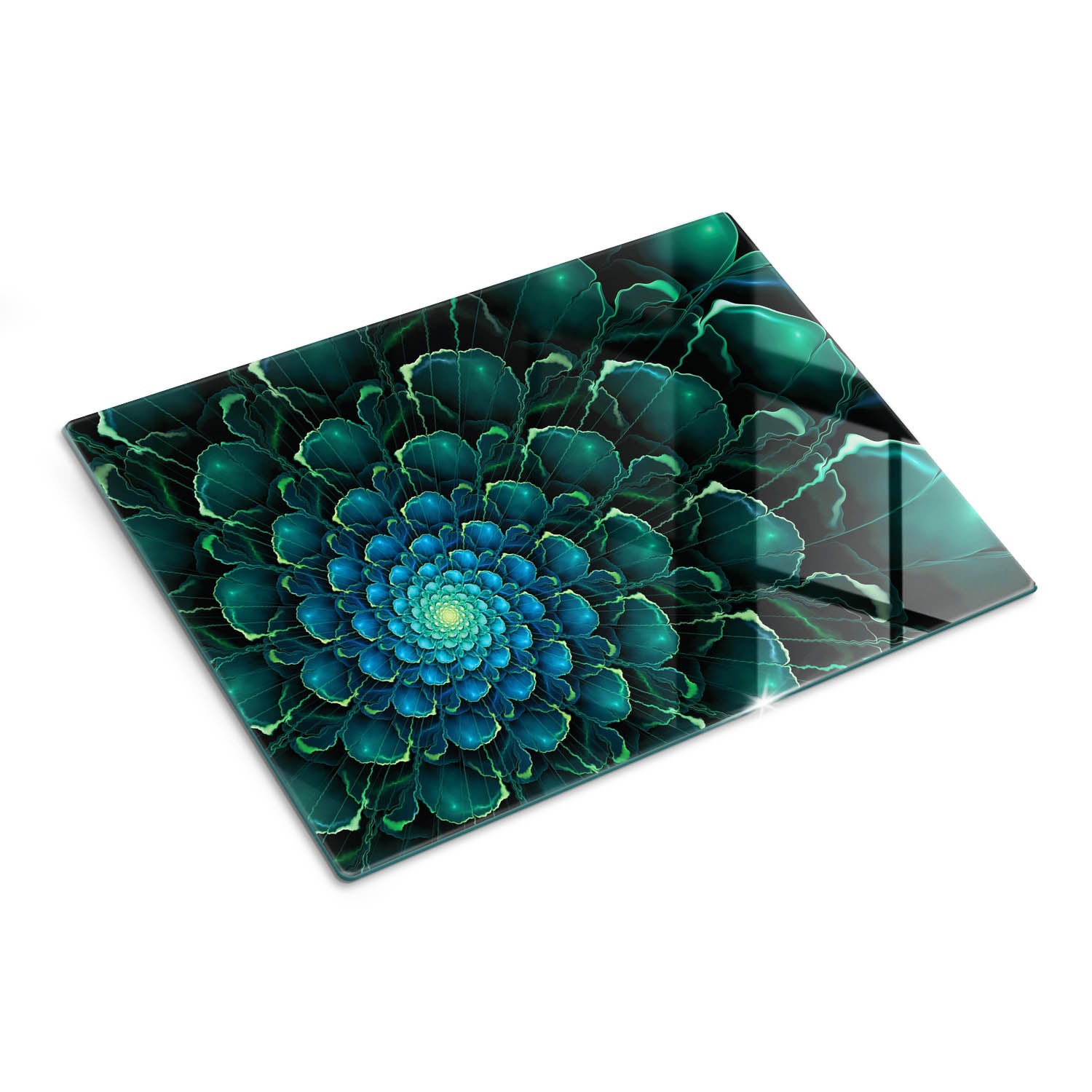 Szklana deska kuchenna z trwałym nadrukiem - Kwiat Spiralny - 30x40 - Tulup