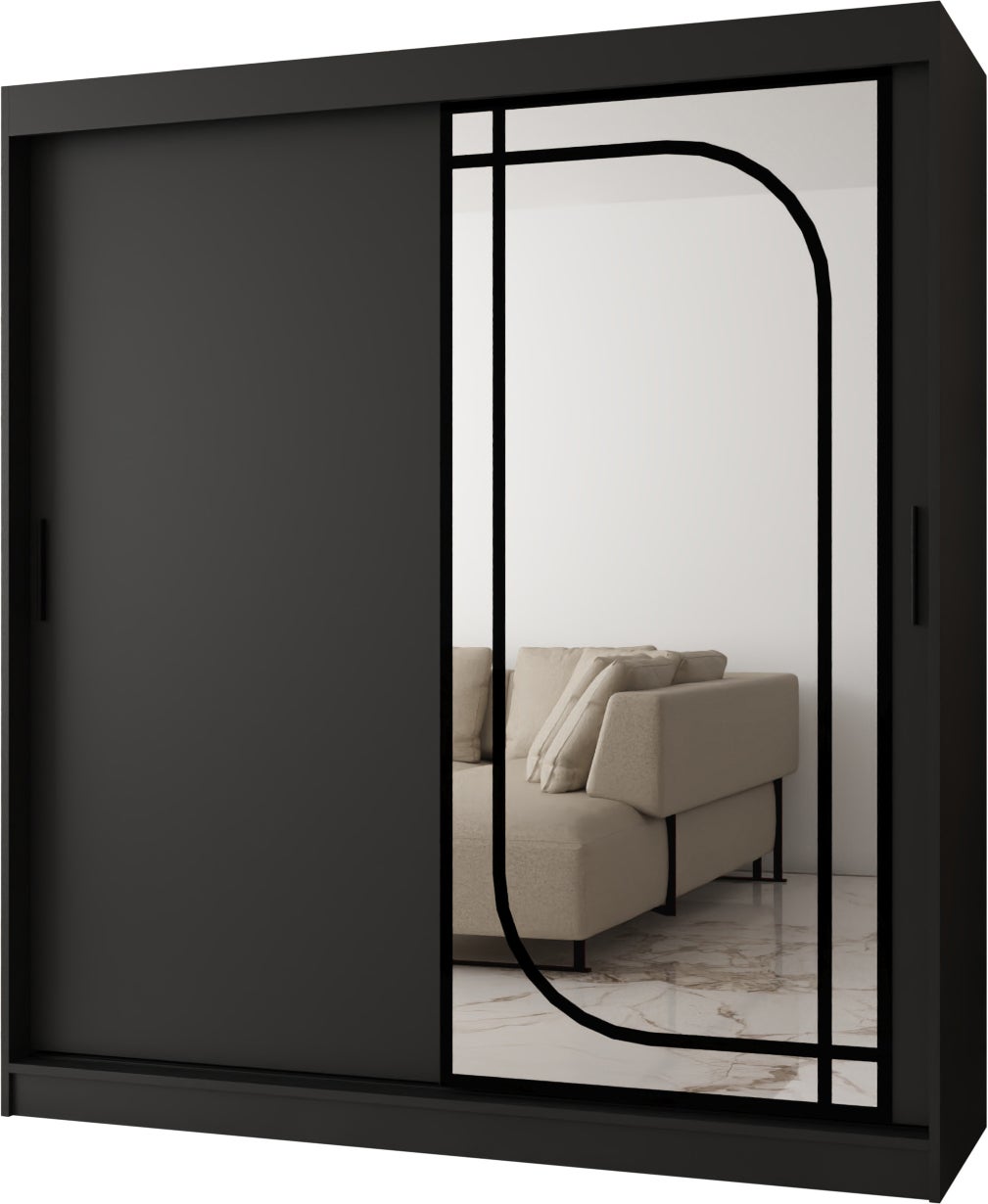 Szafa przesuwna z lustrem ALABAMA 180 x 62 x 200 czarny + u. czarny