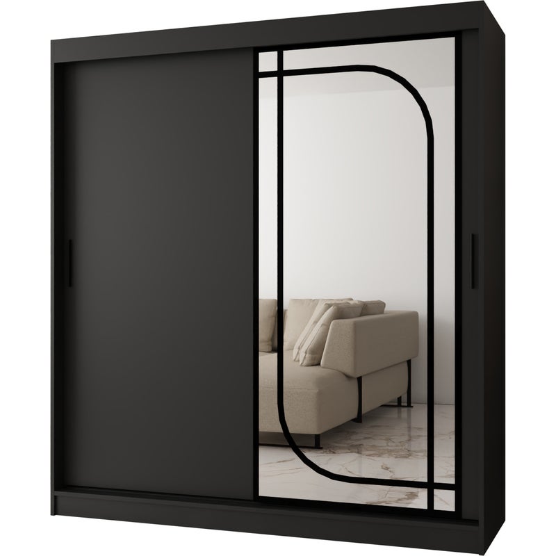 Szafa przesuwna z lustrem ALABAMA 180 x 62 x 200 czarny + u. czarny