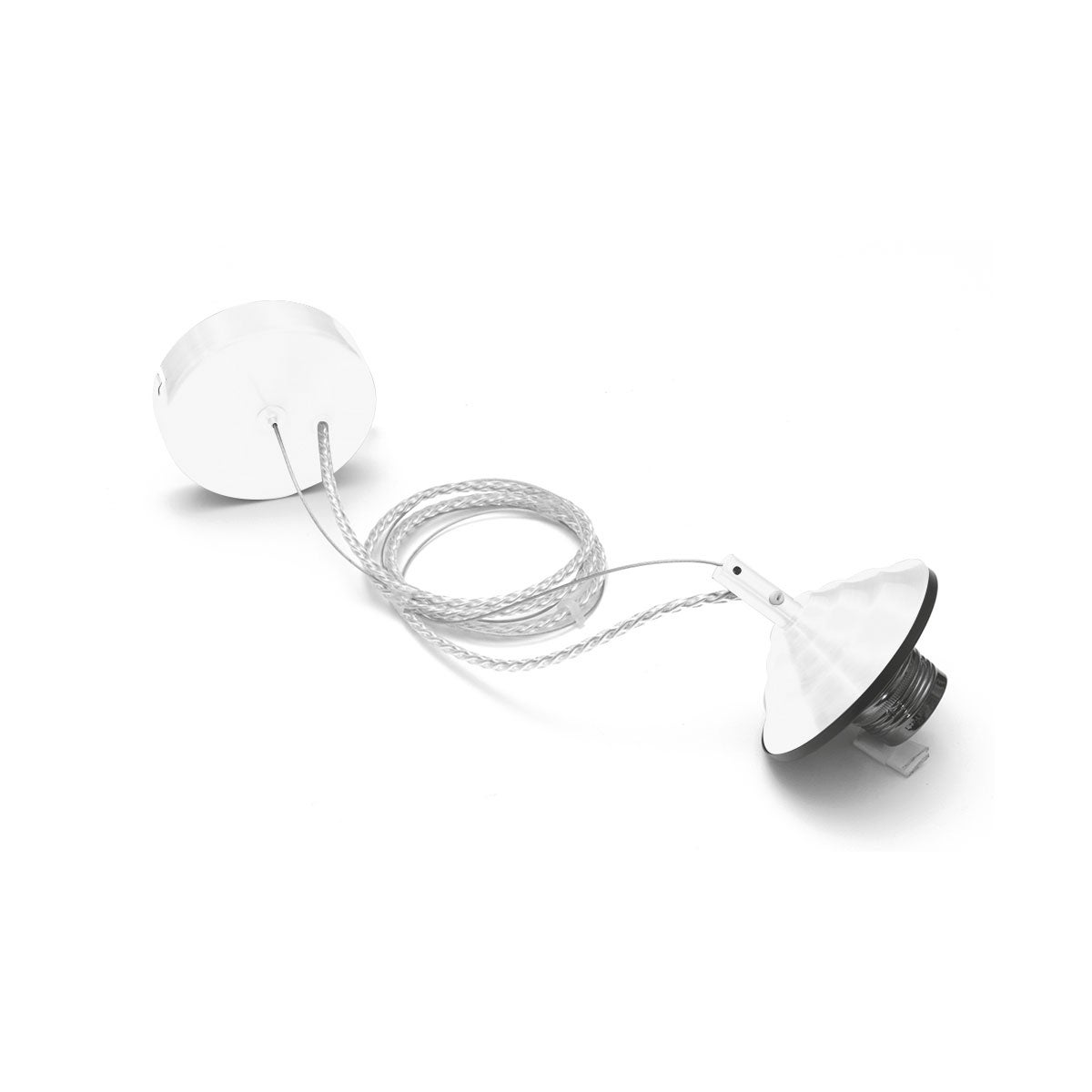 Alice - Zestaw wiszący do żarówki Alice V/P kod E27 z białą rozetą, przezroczystym oplotem i osłoną oprawki żarówki 1XE27 max 1X60W IP20