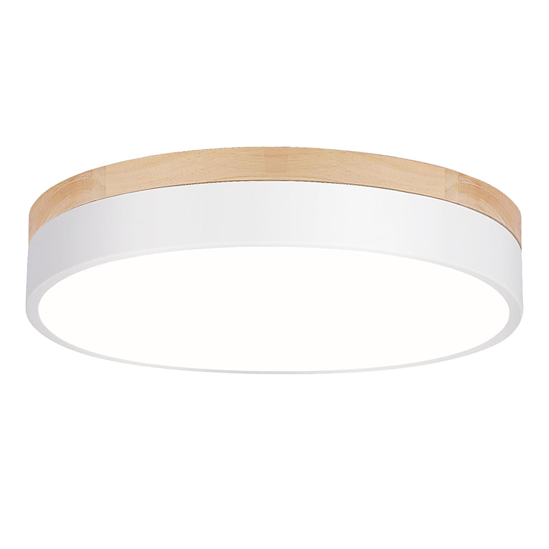 Lampa sufitowa LED, inteligentne oświetlenie do pokoju dziecięcego i sypialni, wykonana z drewna, biała, 40*40*6 cm