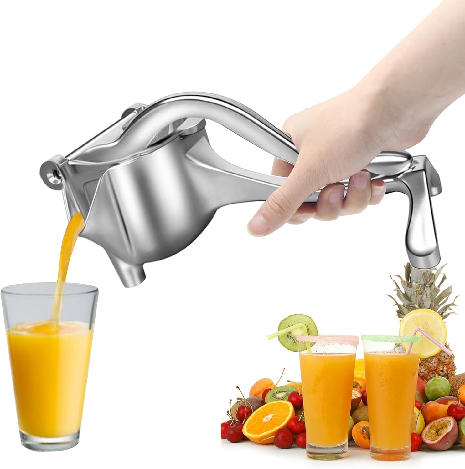 Ręczna sokowirówka z aluminiowym drążkiem, sokowirówka z ergonomicznym uchwytem do wyciskania soku z cytryny, pomarańczy itp.