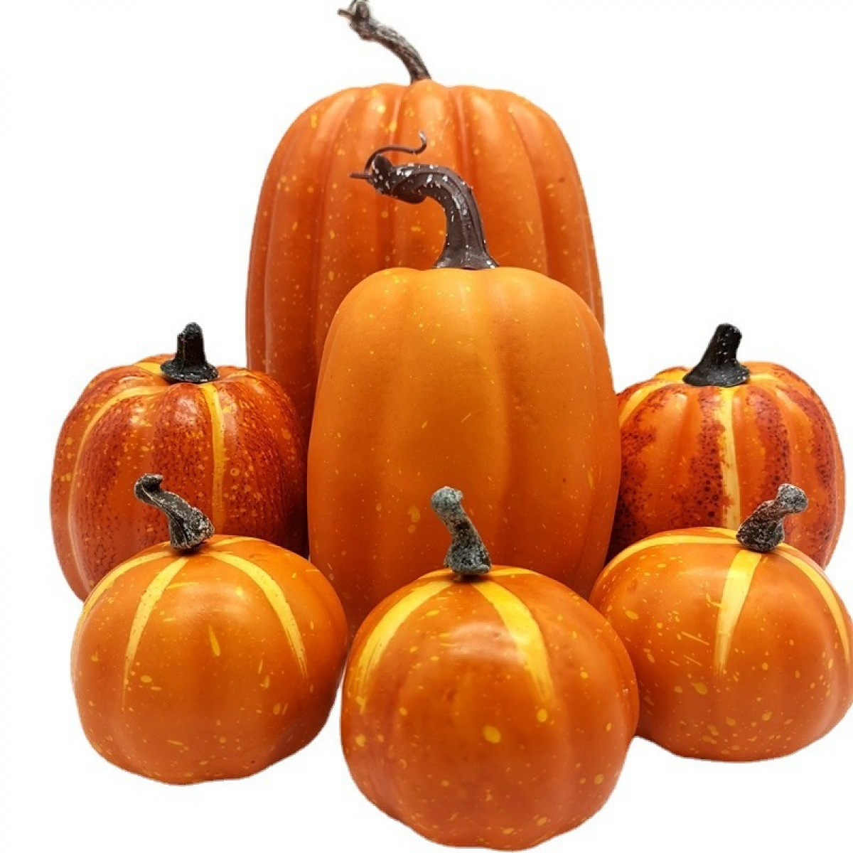 7 sztuk sztucznych, białych i złotych dyń z pianki do dekoracji stołu jesienią, na Halloween i świąteczne przyjęcia