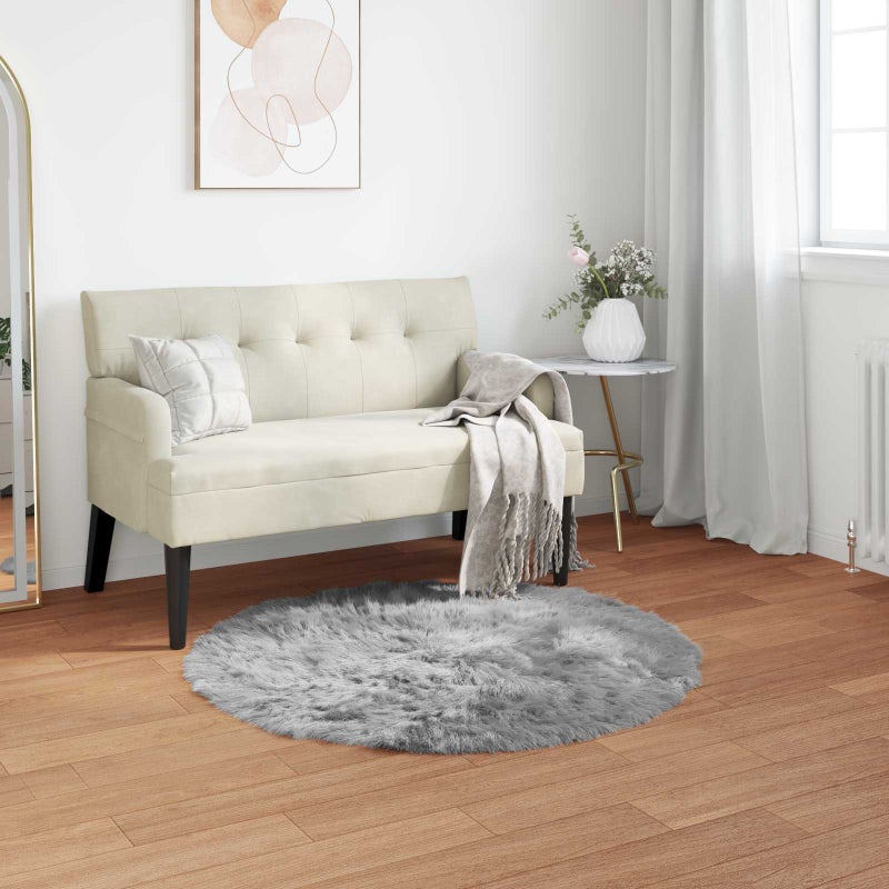 Dywan z sztucznej owczej skóry TAFALLA Szary Ø 120 cm Poliester vidaXL