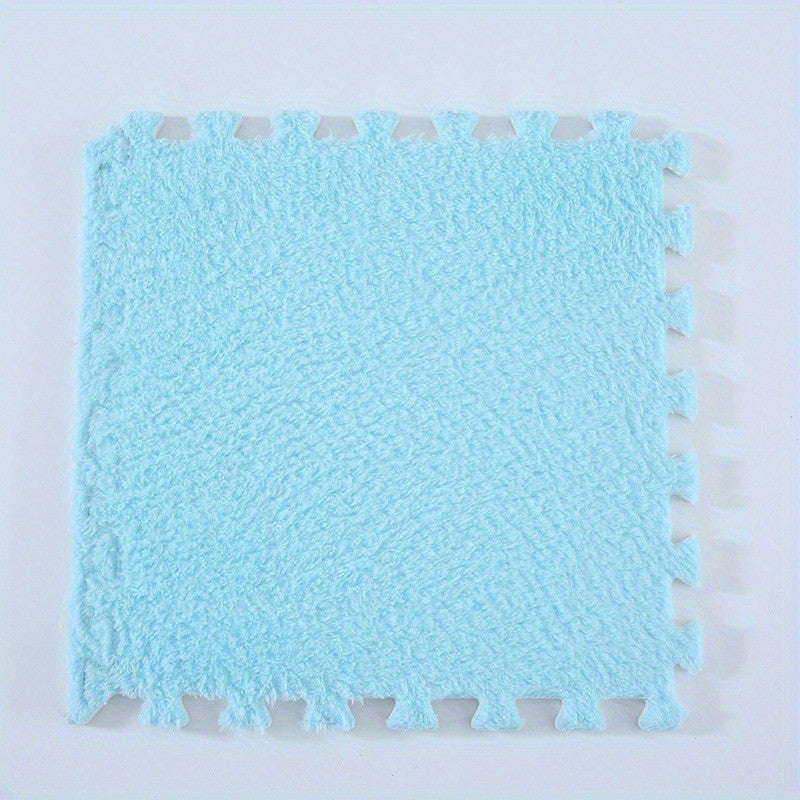 12 sztuk dywaników z pianki, miękkie dywaniki 30 x 30 cm z obramowaniem, dywan do sypialni, dywan do salonu (niebieski)