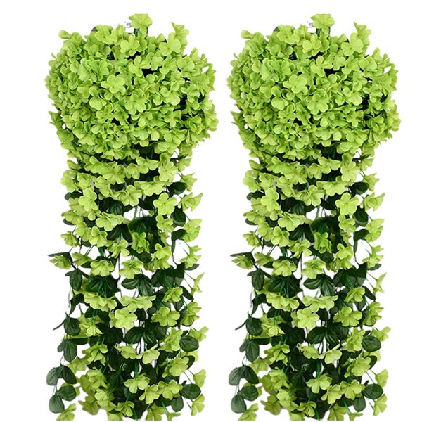 Zestaw 2 sztucznych kwiatów ściennych, sztuczne rośliny, dekoracja do ogrodu zewnętrznego, 75 cm - zielone
