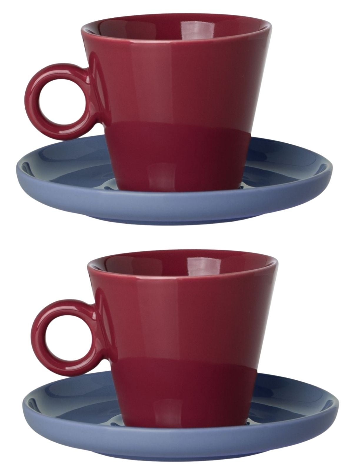 Komplet filiżanek Cream Estia czerwona do cappuccino 200 ml ze spodkiem 2 szt.