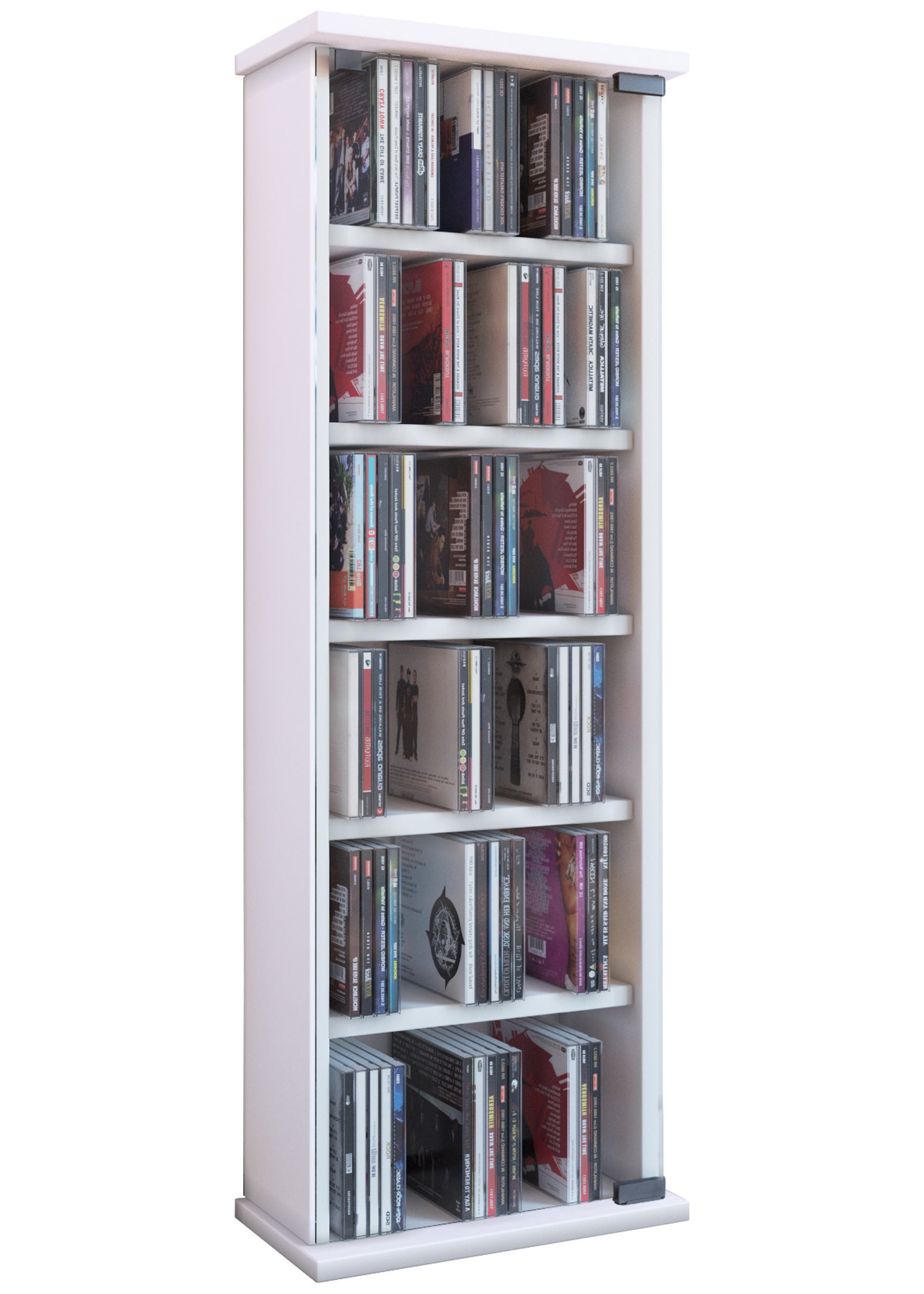 VCM Płyta CD / DVD Media Shelf Vetro Biały H. 92 x B. 31 x T. 18 cm