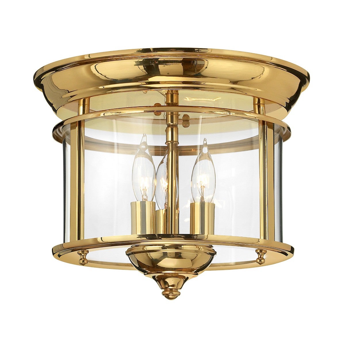 Plafonnier Gentry, laiton poli et verre