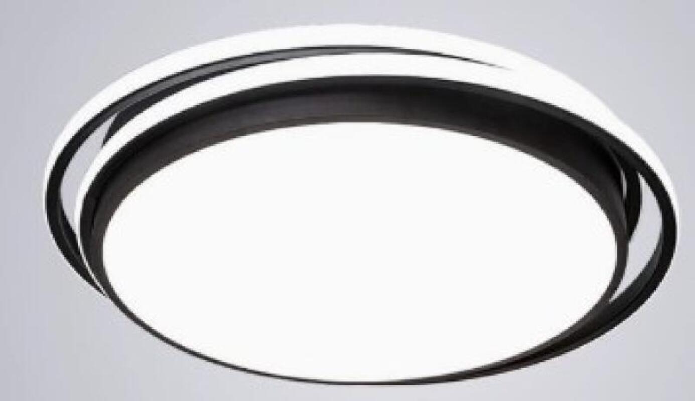 Wpuszczana lampa sufitowa LED, 54 W, trzy temperatury barwowe, regulowana jasność, z pilotem, wzór podwójnego koła, czarna, 50 cm.