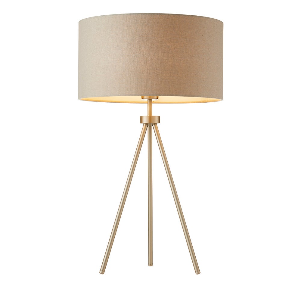 Lampa stołowa z abażurem matowa niklowa trójnóg 1xE27 40W TRI Endon
