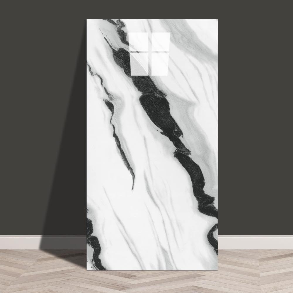 Zestaw 10 tapet w stylu współczesnym - Wodoodporna tapeta samoprzylepna imitująca marmur, usuwalna, 30 x 60 cm, biała E