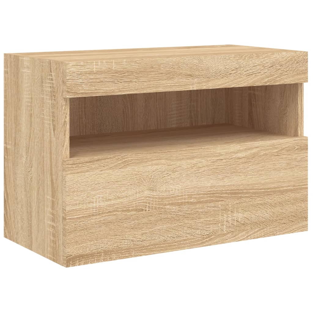 Ścienna szafka TV z LED, dąb sonoma, 60x30x40 cm