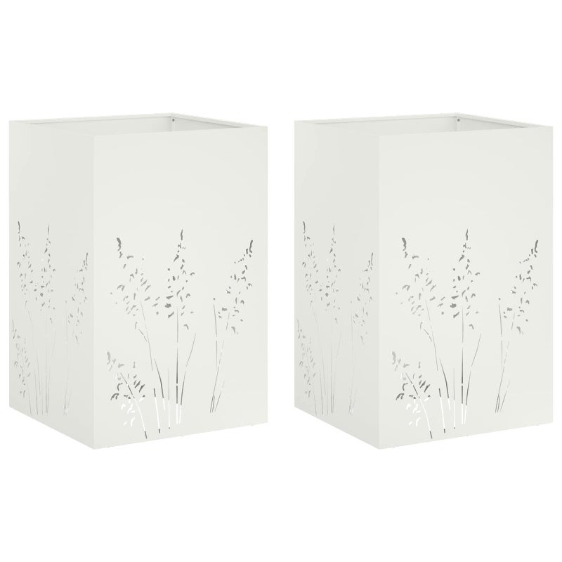 2x Donica Ogrodowa Stalowa 50x50x75 cm Biała na Taras na Balkon