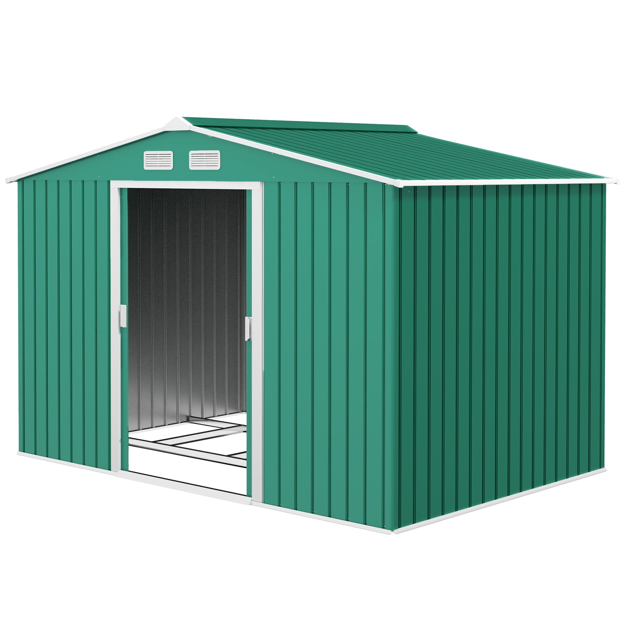 Domek ogrodowy 4,9 m², konstrukcja z blachy stalowej, kolor ciemnozielony