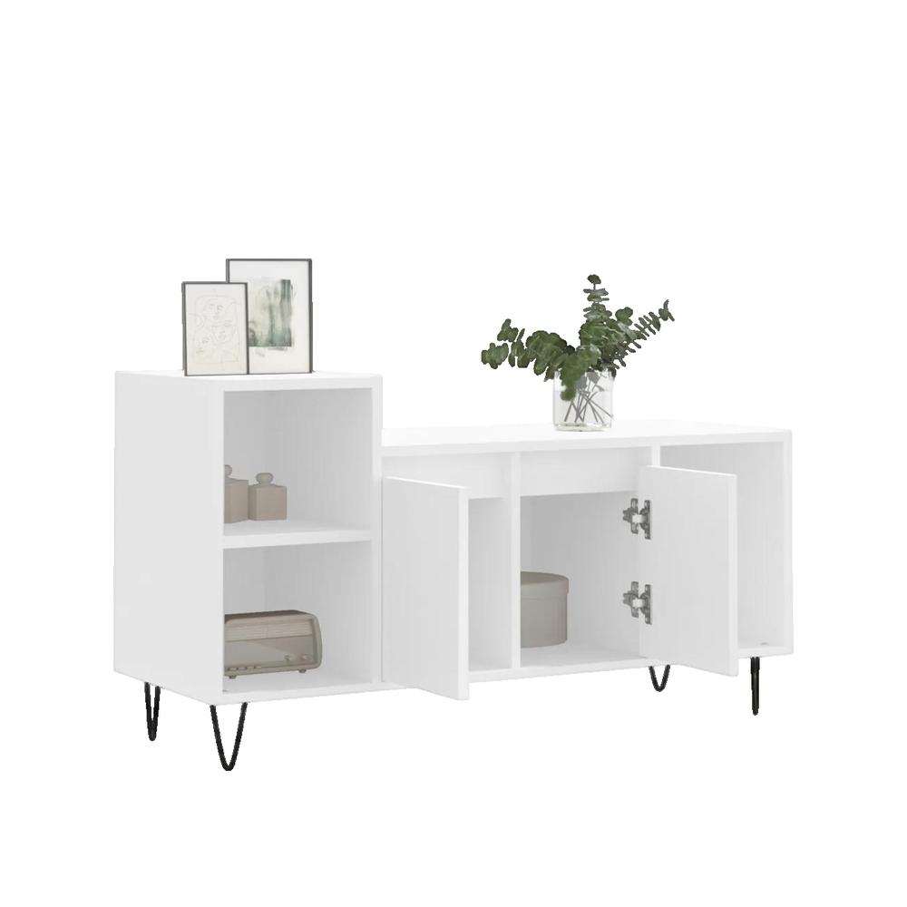 Mebel RTV vidaxl Biały 100x35x55 cm Drewno Inżynieryjne Duża Pojemność