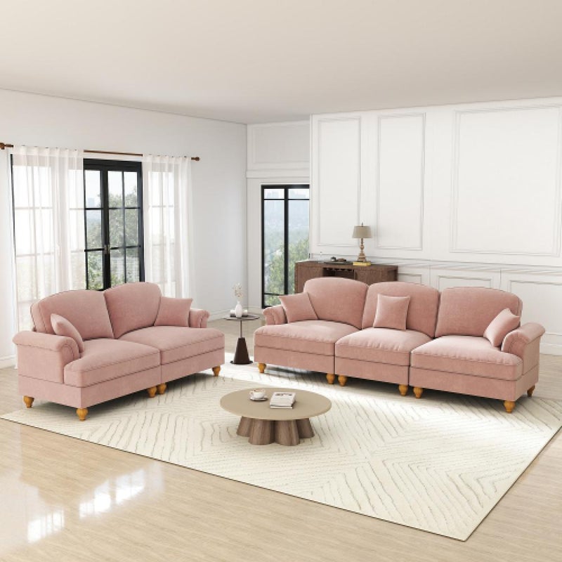 Elegancka, 3-osobowa sofa w stylu średniowieczno-nowoczesnym, z rozszerzanymi podłokietnikami, zdejmowanym błotnikiem