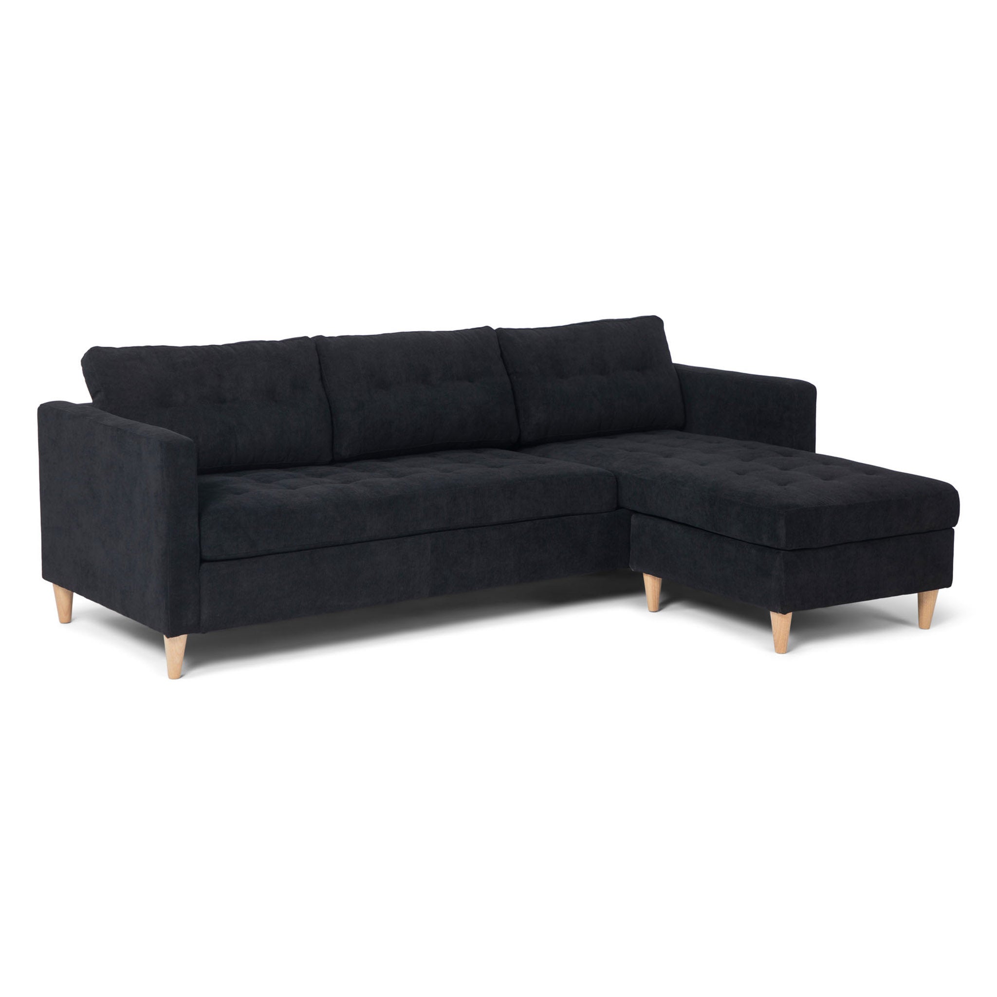 Marino sofa AB3, szezląg prawy lub lewy, aksamitna czerń.