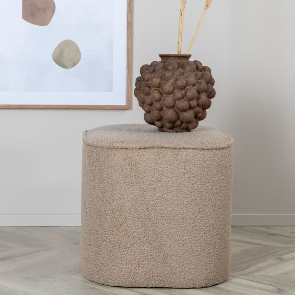 Piff puf, podnóżkiem Ø44cm teddytkanina beżowy.