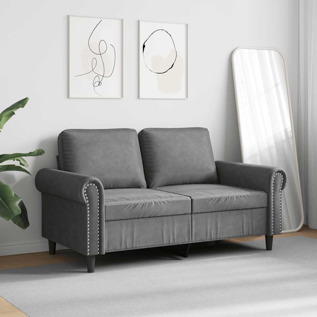 Sofa 2-osobowa, ciemnoszary, 120 cm, tapicerowana aksamitem