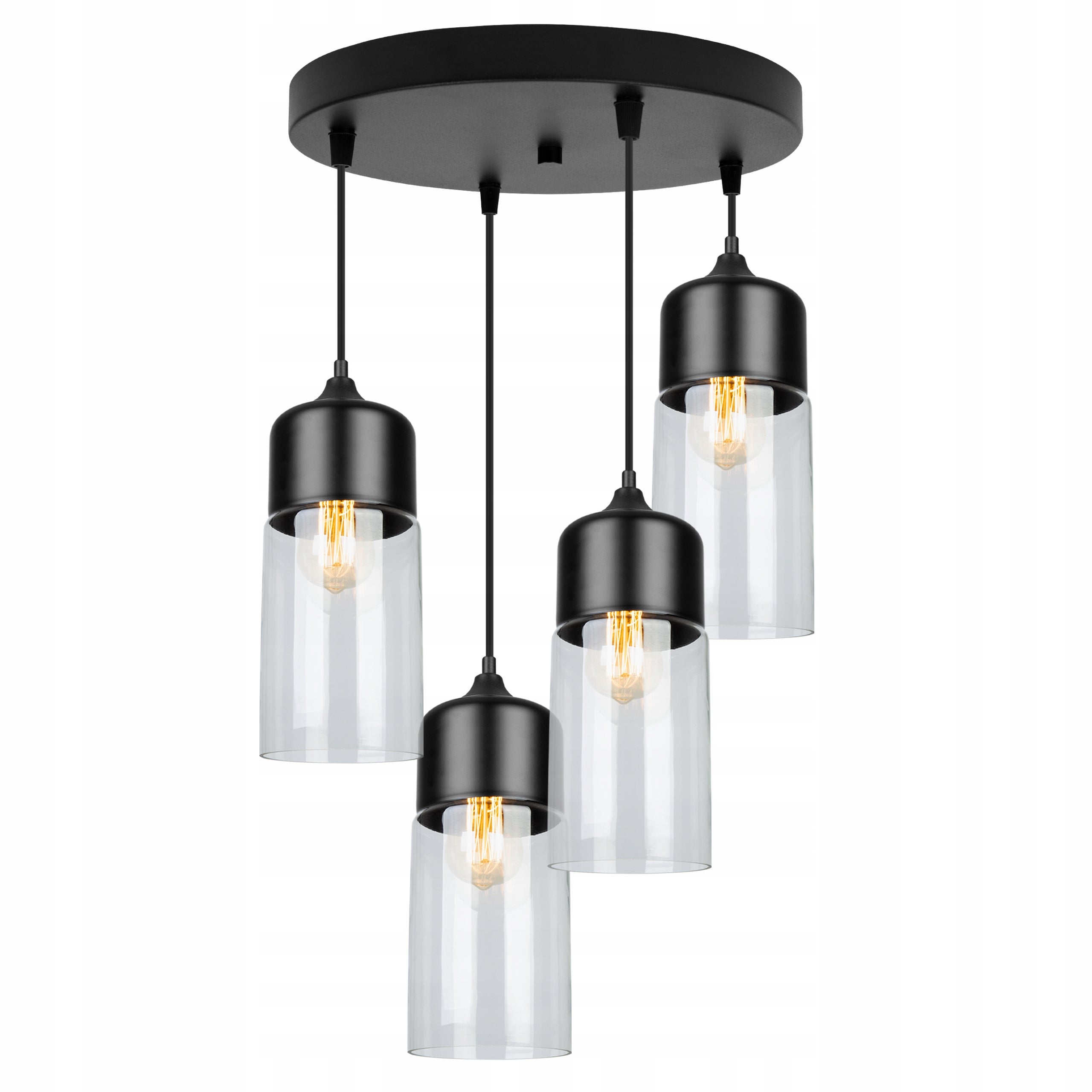 Lampa sufitowa wisząca Light Home LH Oslo tuba 4x E27 60W czarny/bezbarwny
