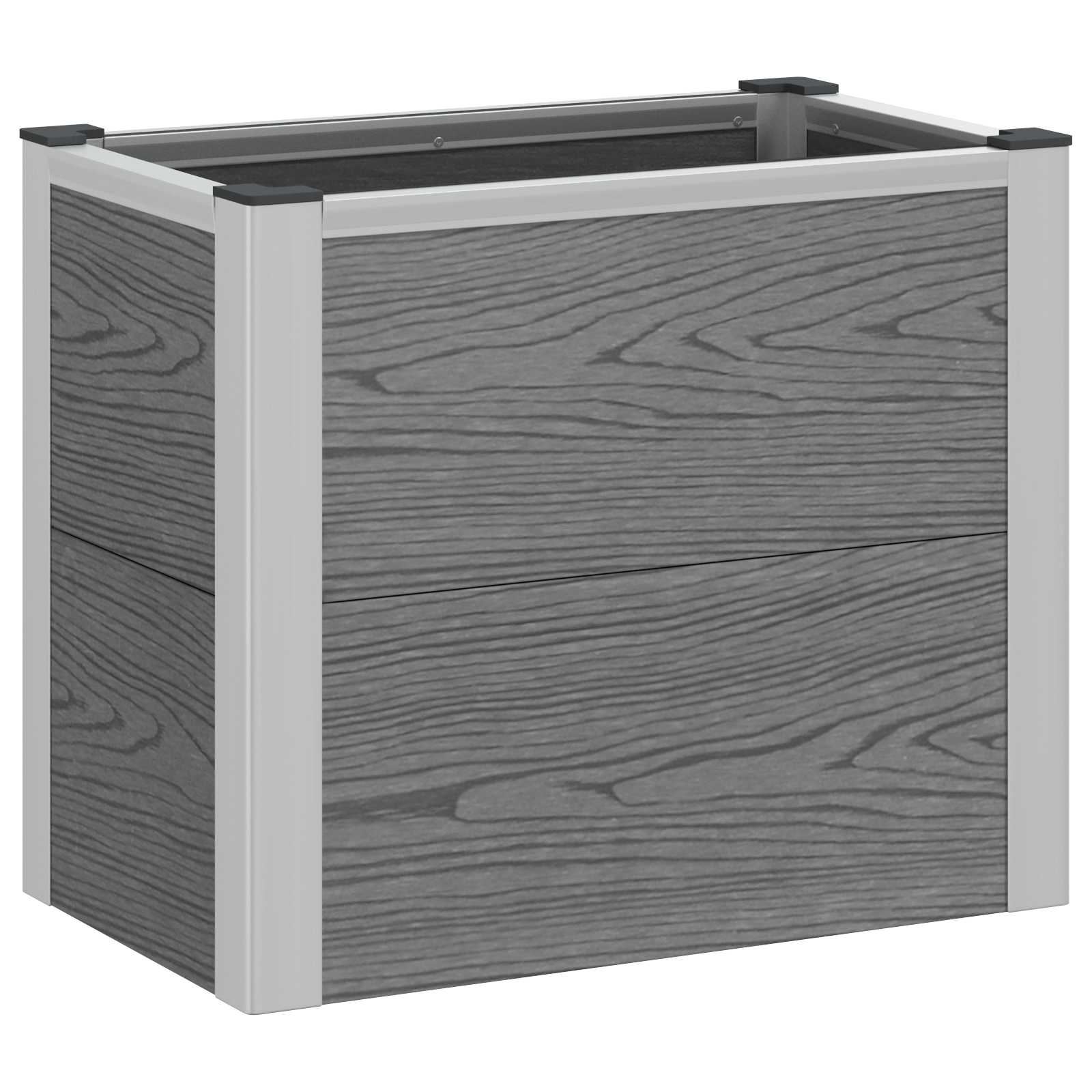 Rabata Ogrodowa na Warzywa WPC 50x30x42 cm Szara na Kwiaty na Zioła