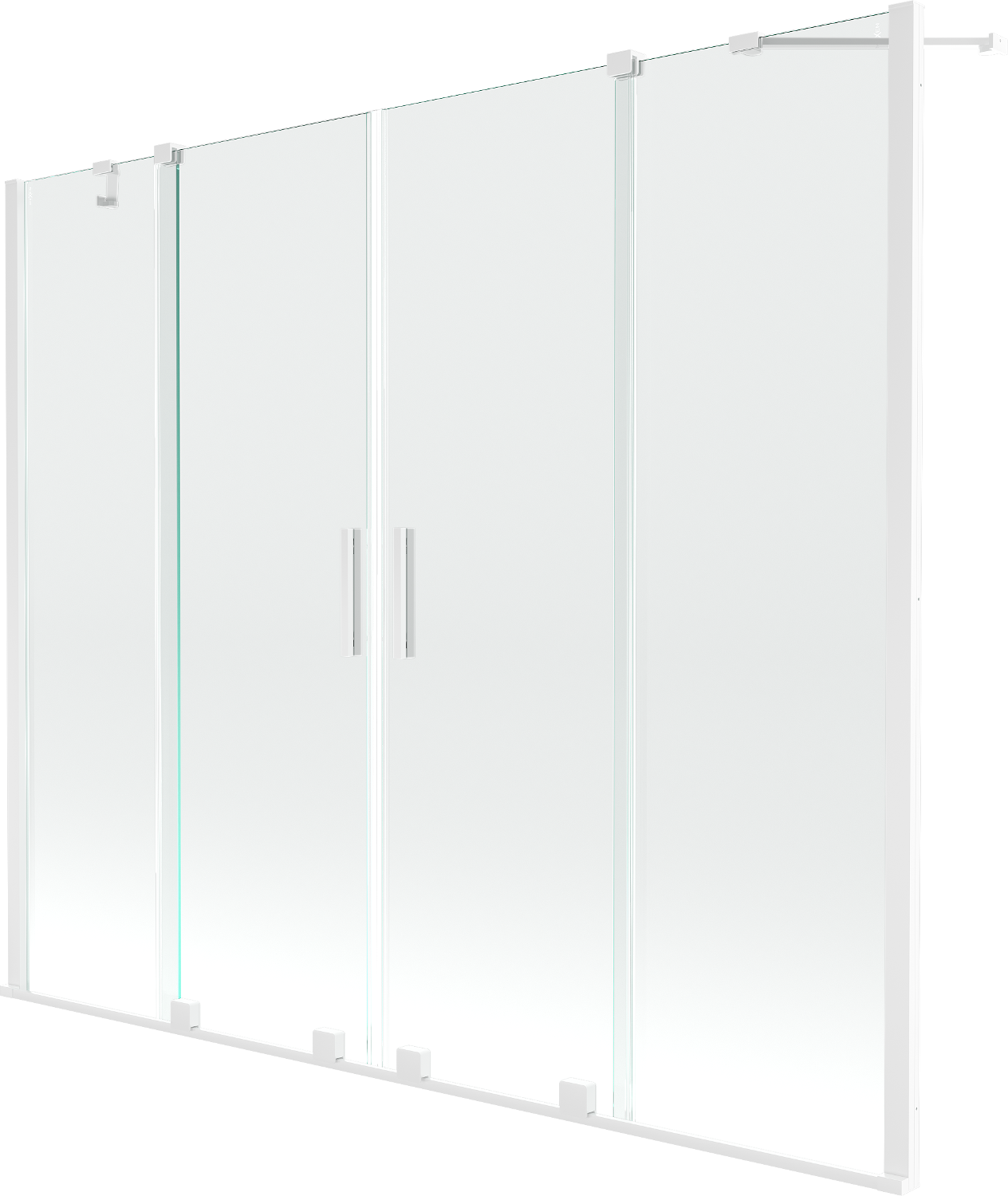 Mexen Velar Duo parawan nawannowy 2-skrzydłowy rozsuwany 180 x 150 cm, transparent, biały - 896-180-000-02-20