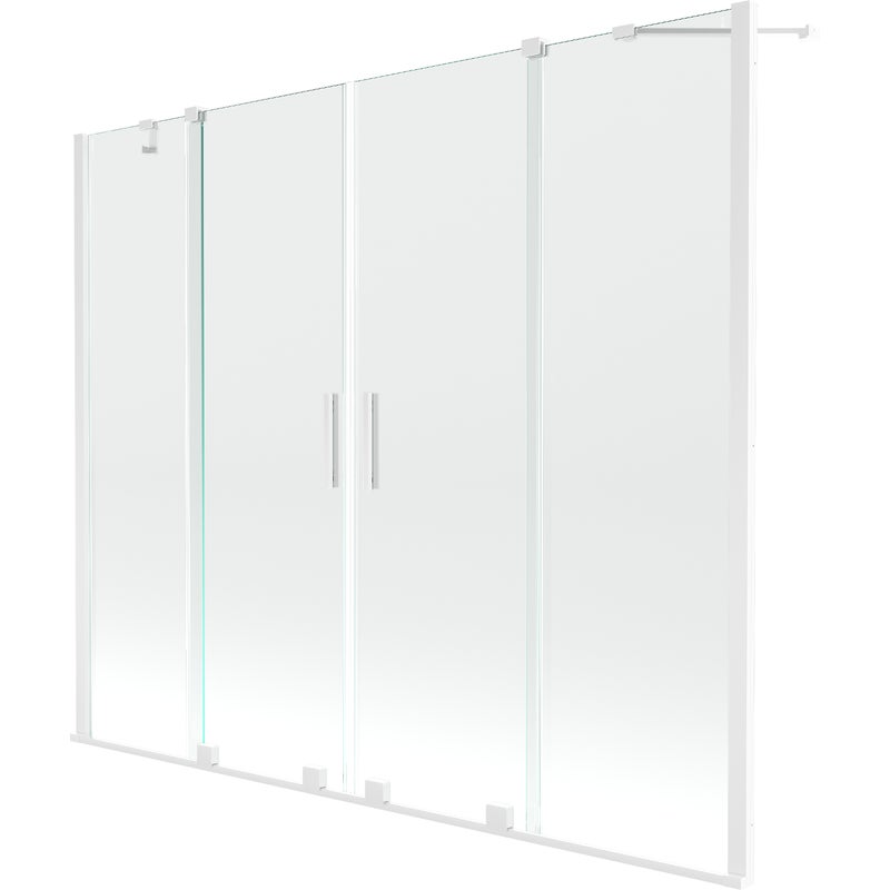 Mexen Velar Duo parawan nawannowy 2-skrzydłowy rozsuwany 180 x 150 cm, transparent, biały - 896-180-000-02-20