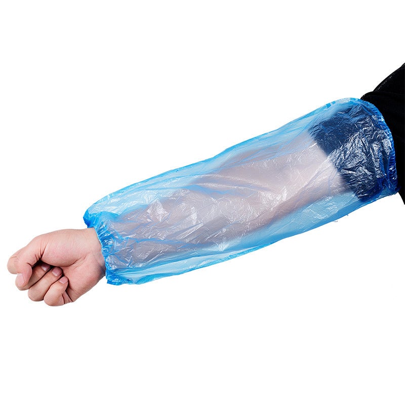 100 szt., Jednorazowe wodoodporne rękawy polietylenowe, 40 cm, niebieskie