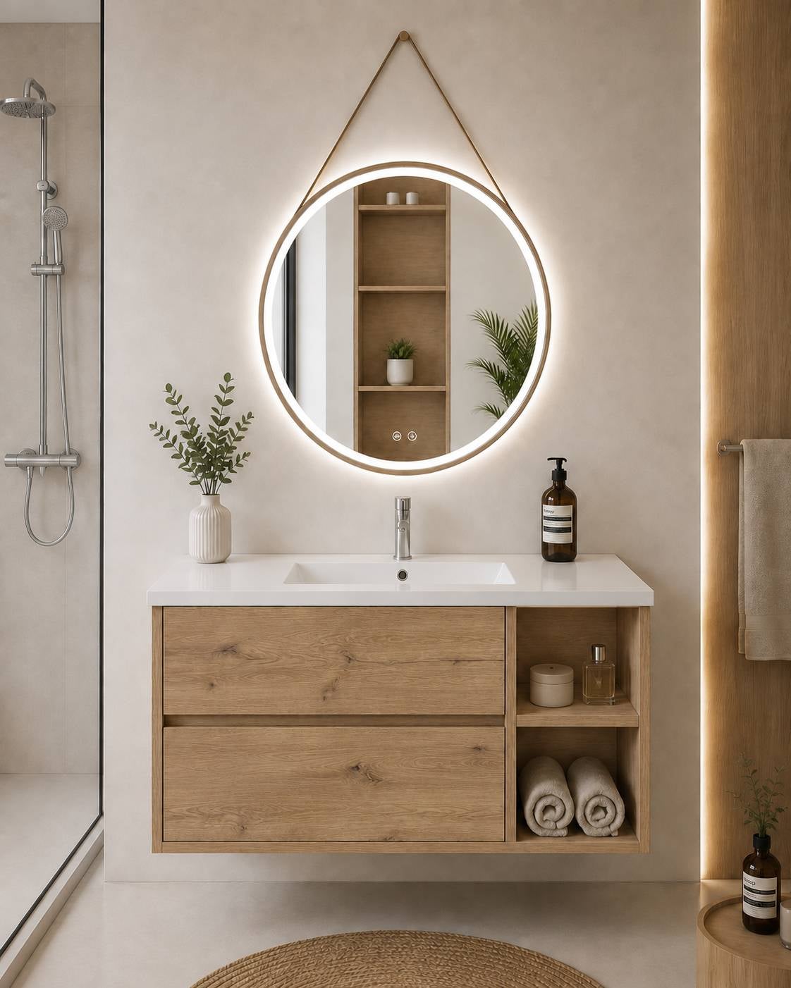Szafka łazienkowa z umywalką ORIGENBATH ZEUS bez lustra 80x40 cm Prawa strona estepa