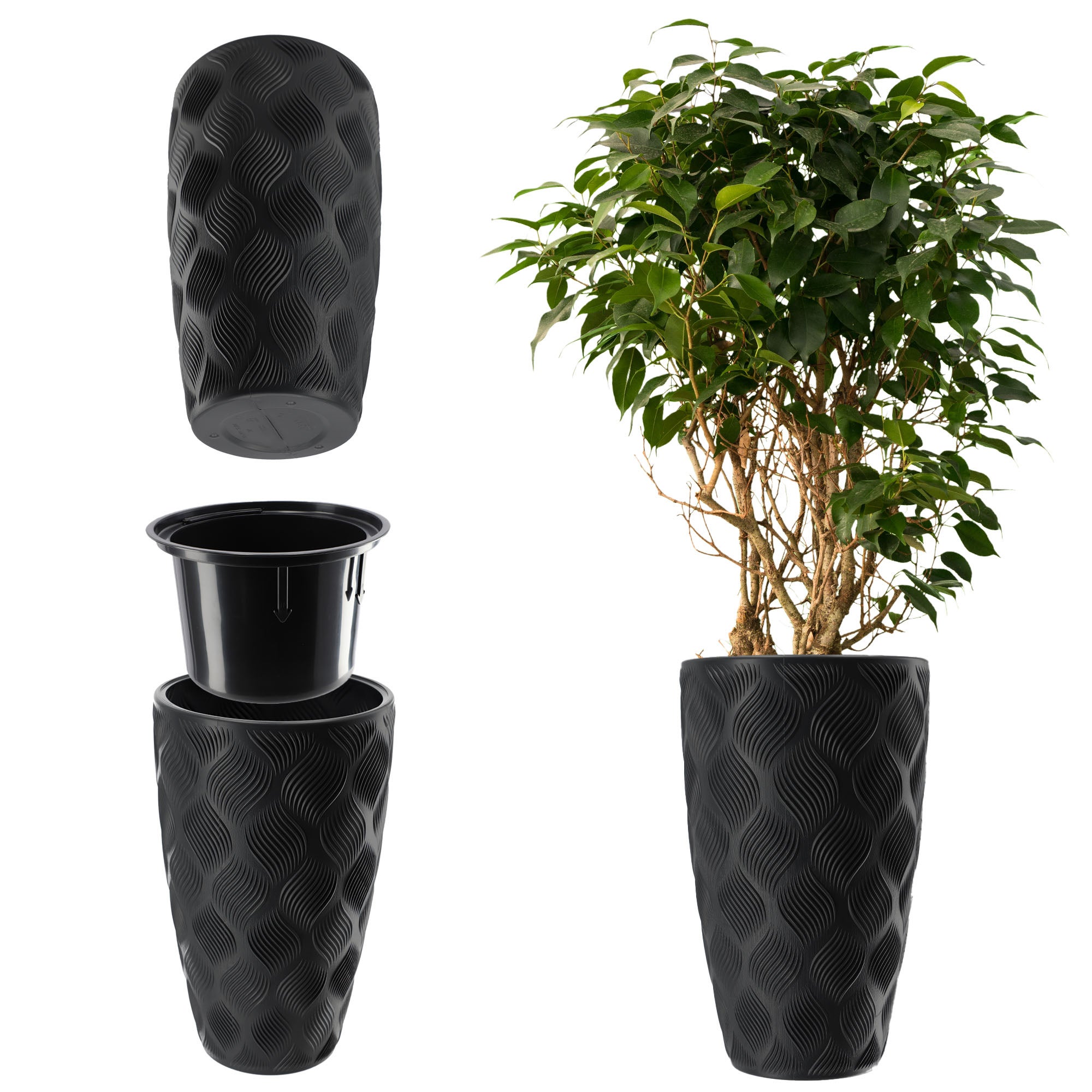 DONICZKA DONICA NA KWIATY Z WKŁADEM 48cm OSŁONKA KWIETNIK PLASTIKOWA WYSOKA