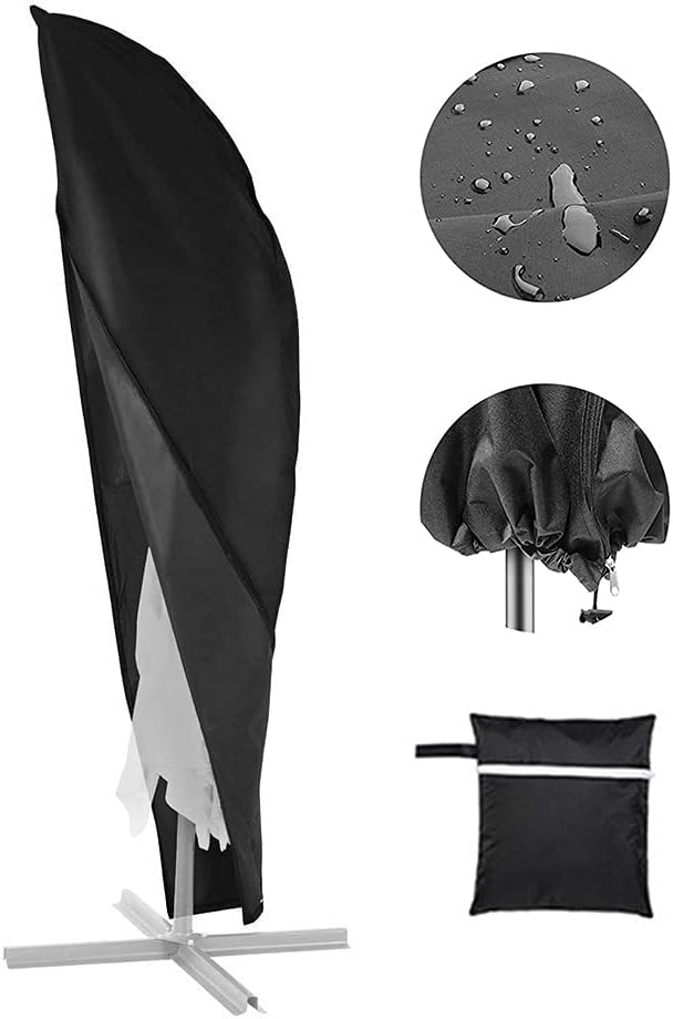 Pokrowiec na parasol, duży pokrowiec na parasol wysięgnikowy, pyłoszczelny, czarny, do parasoli ogrodowych 225*45*25 cm