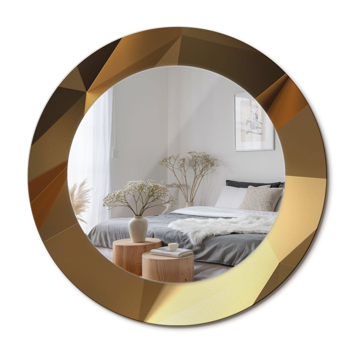 Ekskluzywne lustro ścienne z hartowanego szkła i nadruku Geometryczny wzór - 50 cm - ArtPrintCave
