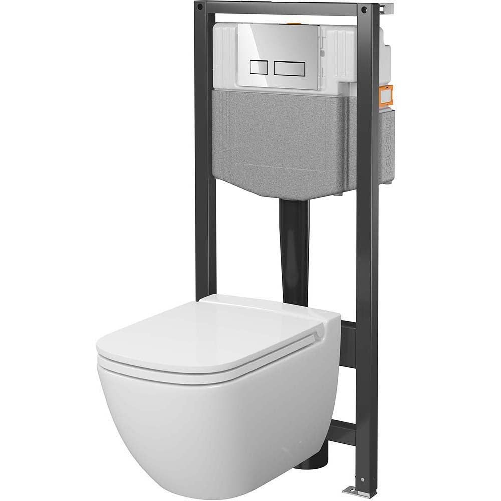 CERSANIT Zestaw podtynkowy COBE SYSTEM 50 mech, miska CASPIA, deska, przycisk chrom S4014-001