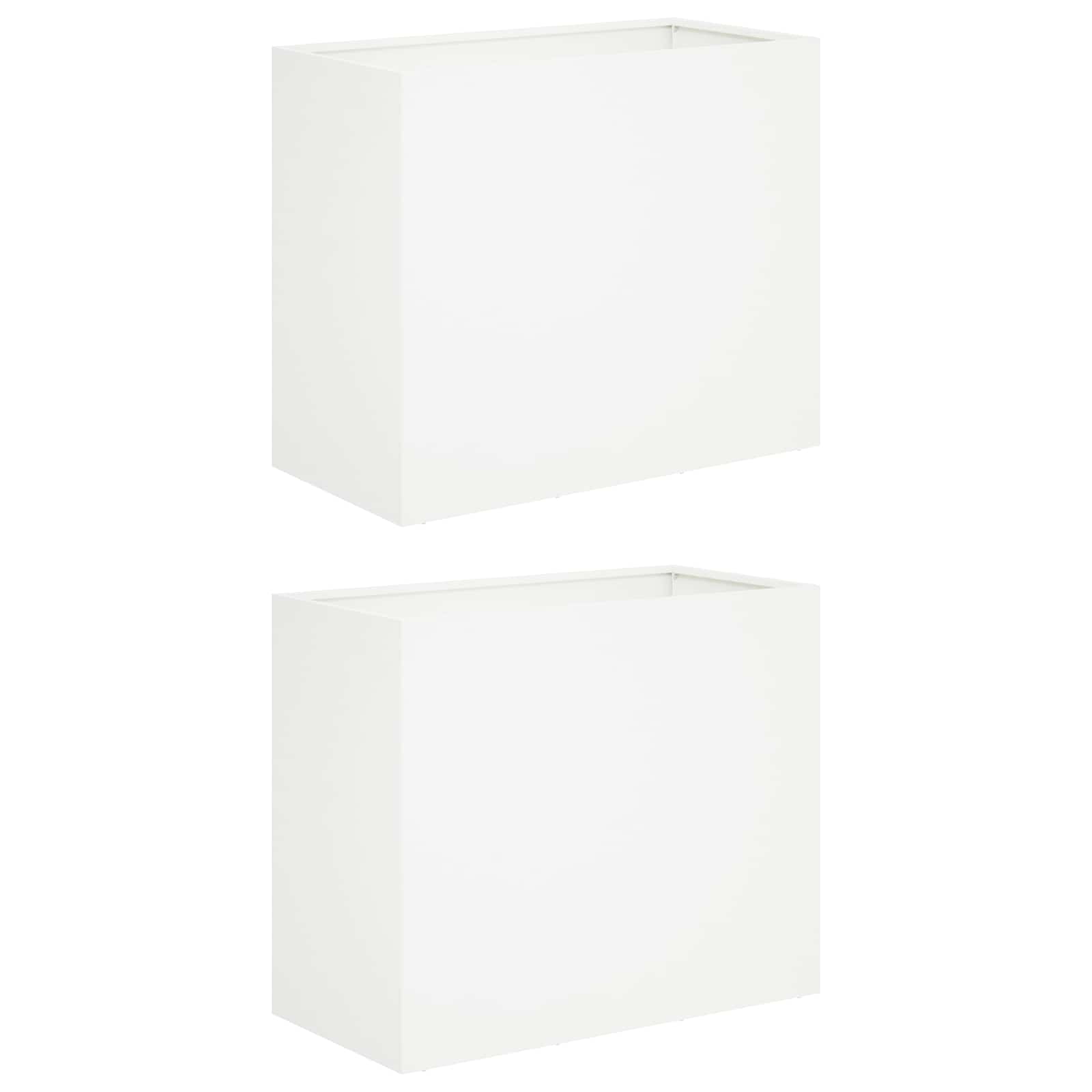 2x Donica Ogrodowa Stalowa 60x30x40 cm Biała na Taras na Balkon na Kwiaty