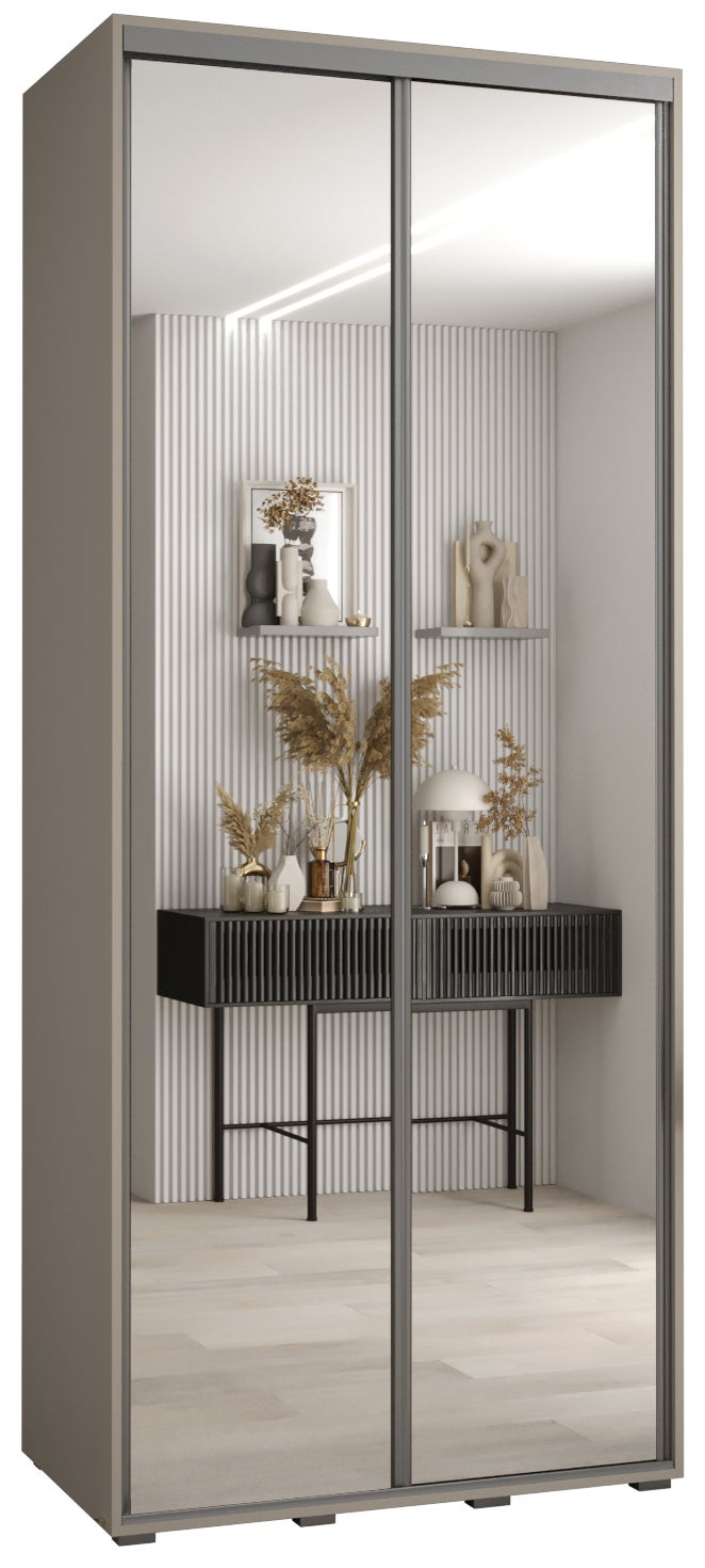 Szafa przesuwna z lustrem wysoka Dakota 2 120 x 60 x 235,2 cm kaszmir + u. Srebrny - Abiks Meble