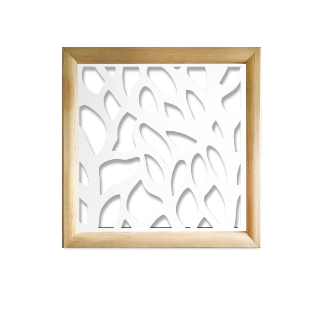 LIŚCIE - Kwadratowe moduły dekoracyjne z drewna i PCV - Rozmiar 73x73 cm - Grubość 64 mm - Kolor wewnętrzny BIAŁY