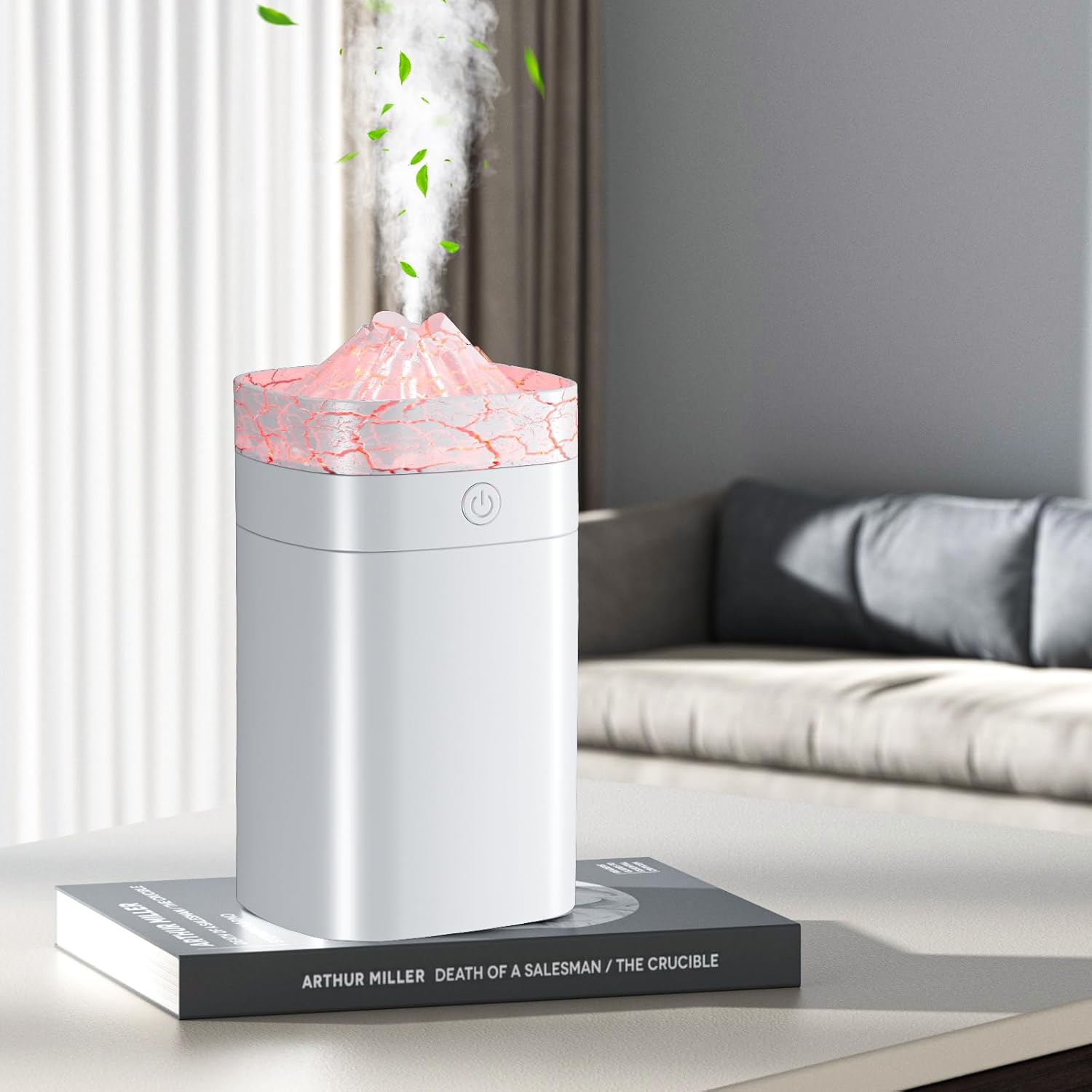 Miniaturowy, przenośny nawilżacz powietrza USB, 400 ml, odpowiedni do sypialni, samochodu i użytku wewnątrz pomieszczeń (1 sztuka, białe pęknięcia).